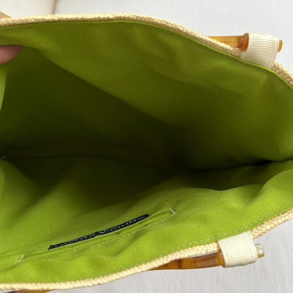 Andrea Stuart New York Straw Embroidered Bag Lucite Handles - Picture 10 of 10